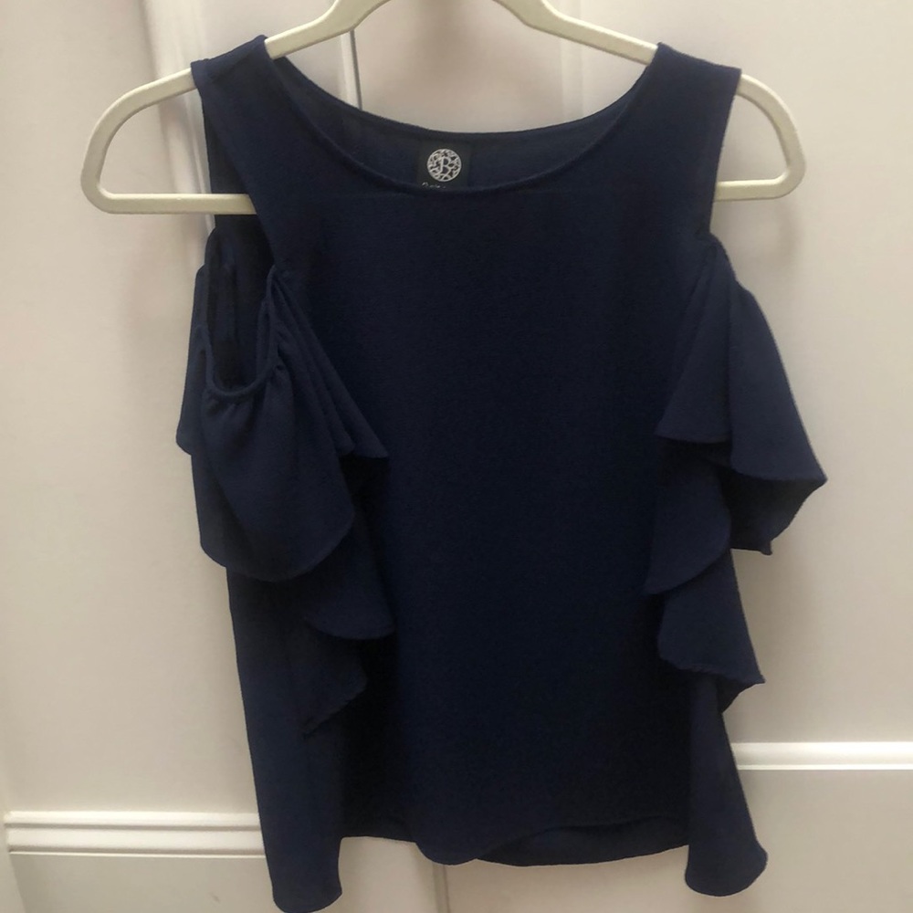 super cute navy tank top with shoulder cut outs